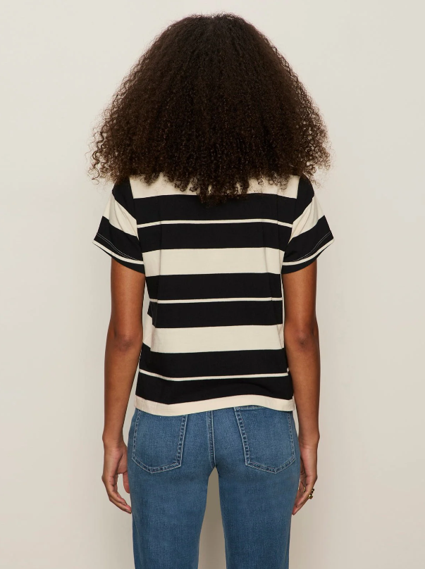 Timeless Tee, Vanilla Creme w/ Black Stripe