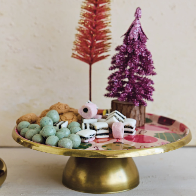 Ornament Enameled Pedestal Tray