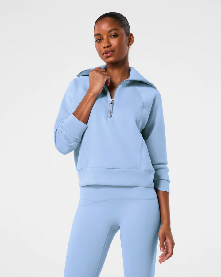 Spanx AirEssentials Half Zip, Hydrangea - 13 Hub Lane   |  Half-Zip Sweatshirts