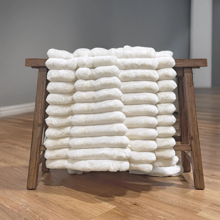 Puffy Faux Fur Throw, White