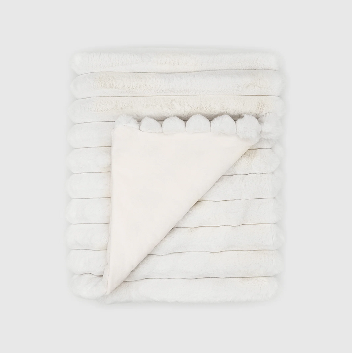 Puffy Faux Fur Throw, White