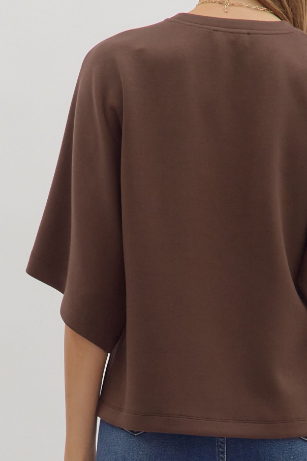 Capelet Knit Top, Brown - 13 Hub Lane   |  Wide Sleeve Tops
