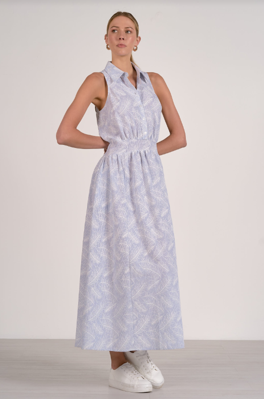 Collared Maxi Cdress, Blue Stripe - 13 Hub Lane   |  