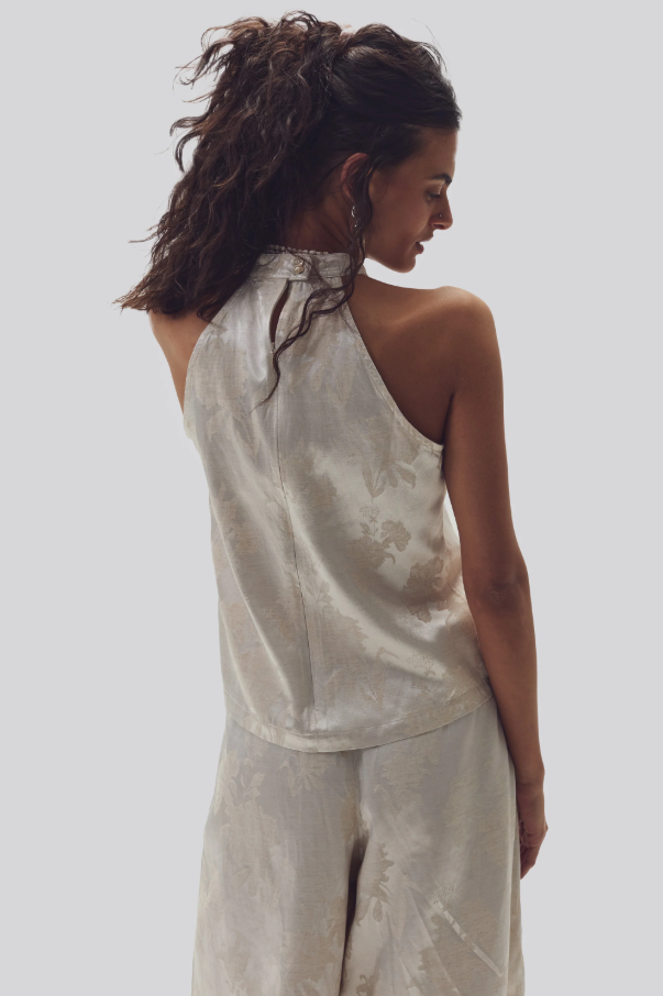 Olivia Brocade Top, Ivory Garden - 13 Hub Lane   |  Halters