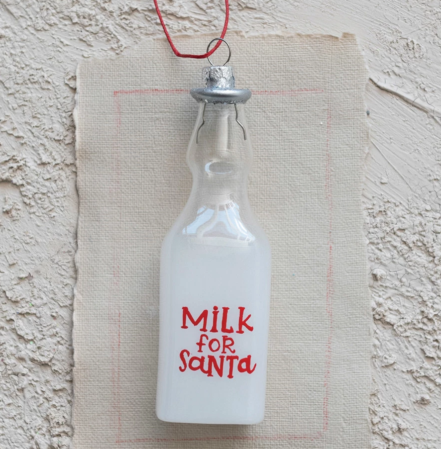 "Milk for Santa" Glass Ornament - Thumbnail 2