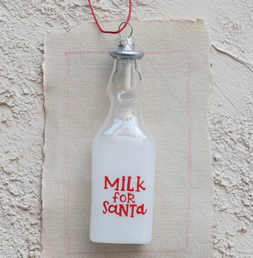 "Milk for Santa" Glass Ornament