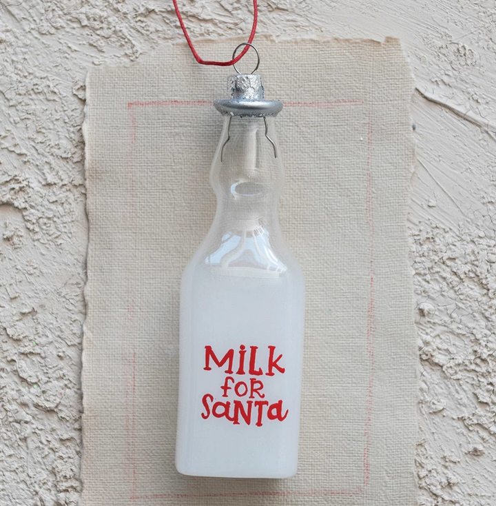 "Milk for Santa" Glass Ornament