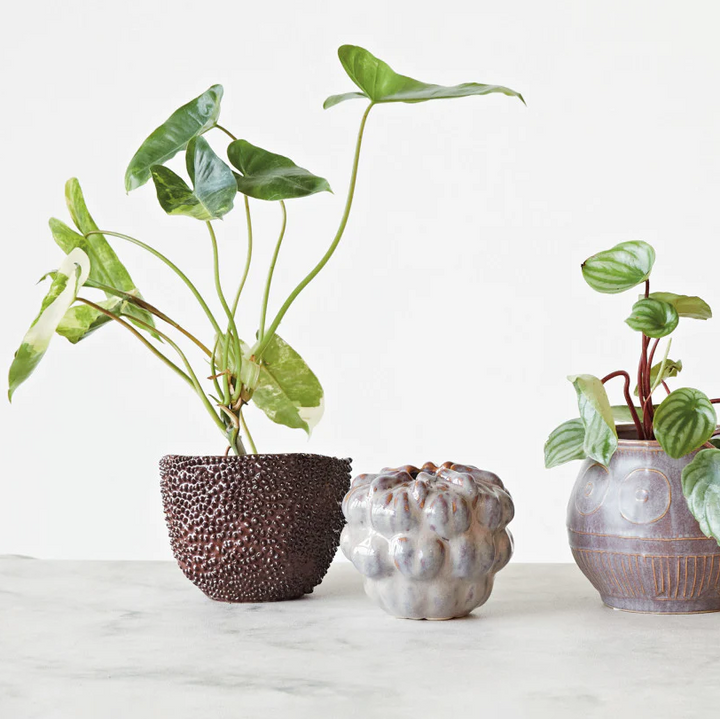 Stoneware Formed Vase w/ Dots