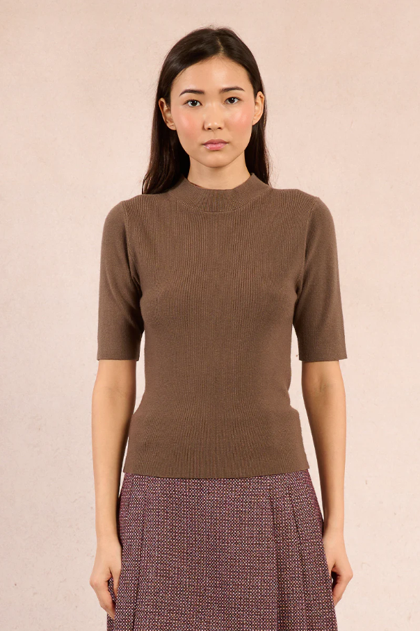 3/4 Sleeve Knit Sweater, Khaki - 13 Hub Lane   |  Crewneck Sweaters