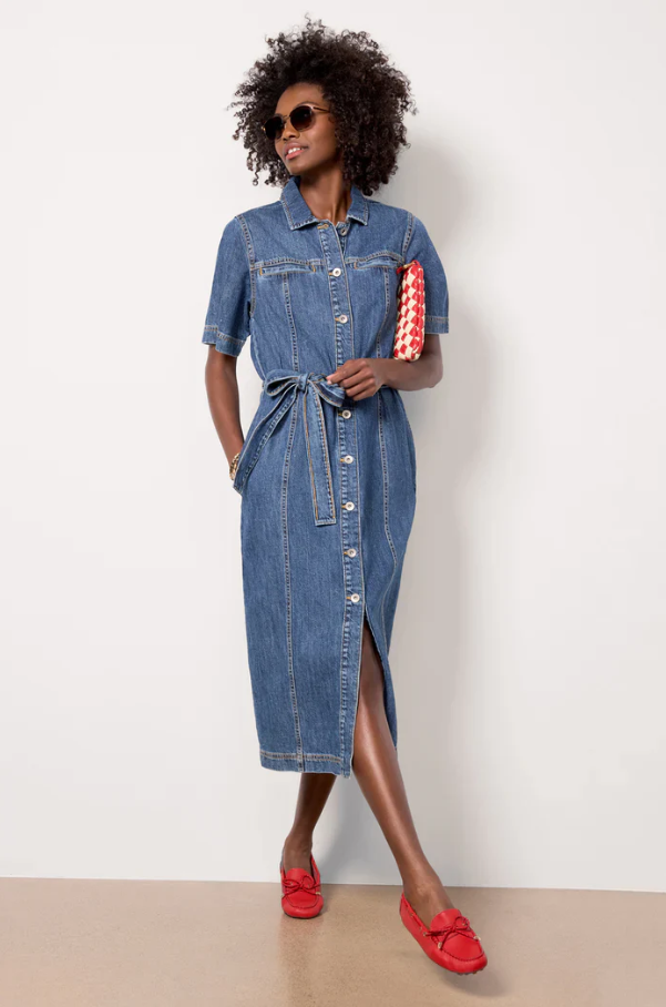Alma Denim Midi Dress, Petals - 13 Hub Lane   |  Midi Dresses