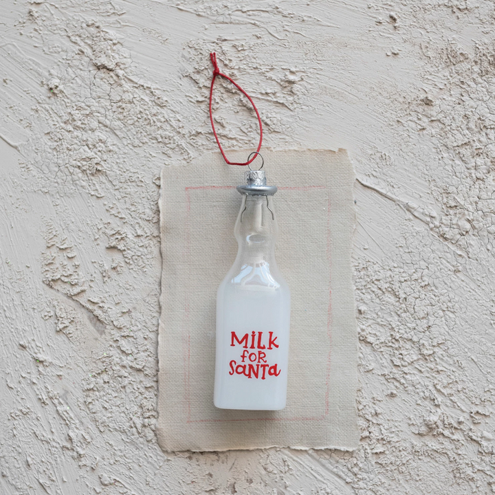 "Milk for Santa" Glass Ornament