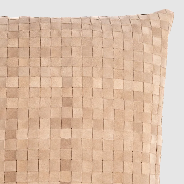 Woven Square Suede Pillow, Taupe - 13 Hub Lane   |  
