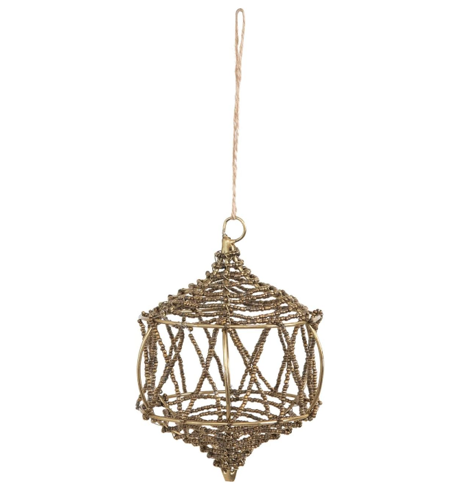 Gold Beaded Metal Ornament