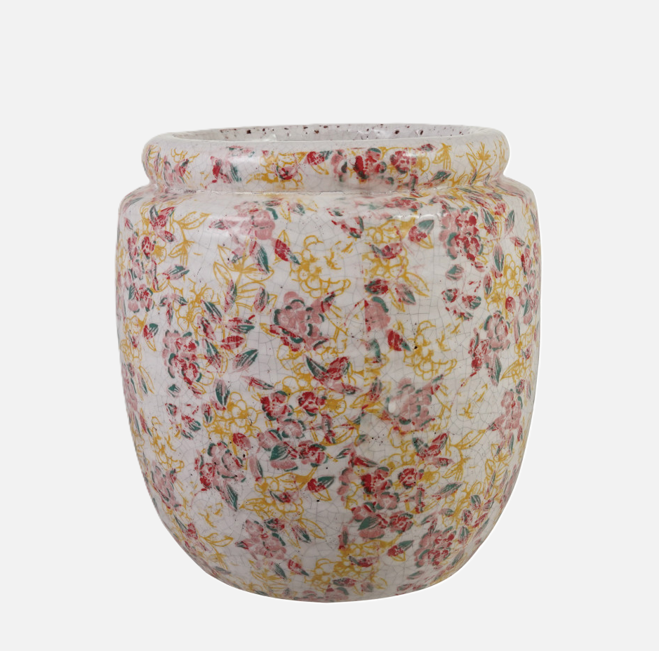 Transferware Terra-Cotta Planter