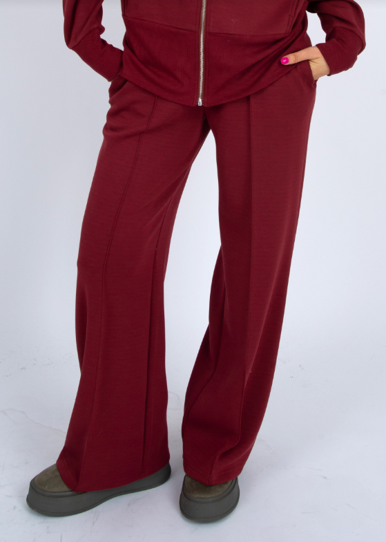 Prida Soft Knit Drawstring Pants, Chili - 13 Hub Lane   |  Wide Leg Sweats