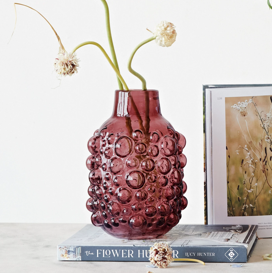 Glass Vase w/ Raised Dots