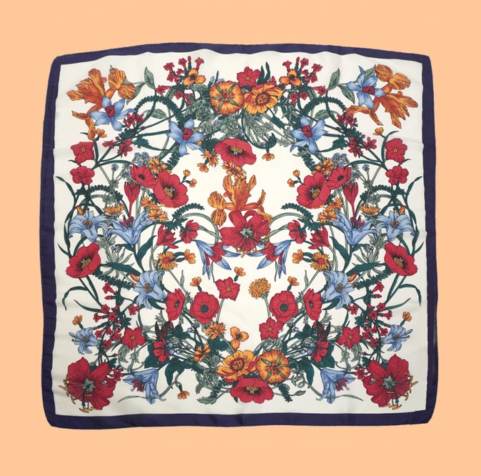 Large Floral Print Bandana Scarf, Off-White - 13 Hub Lane   |  Bandanas
