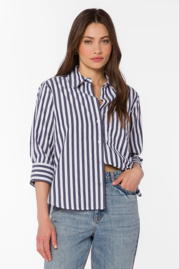 Valencia Striped Shirt, Indigo Blue - 13 Hub Lane   |  