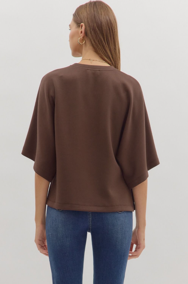 Capelet Knit Top, Brown - 13 Hub Lane   |  Wide Sleeve Tops