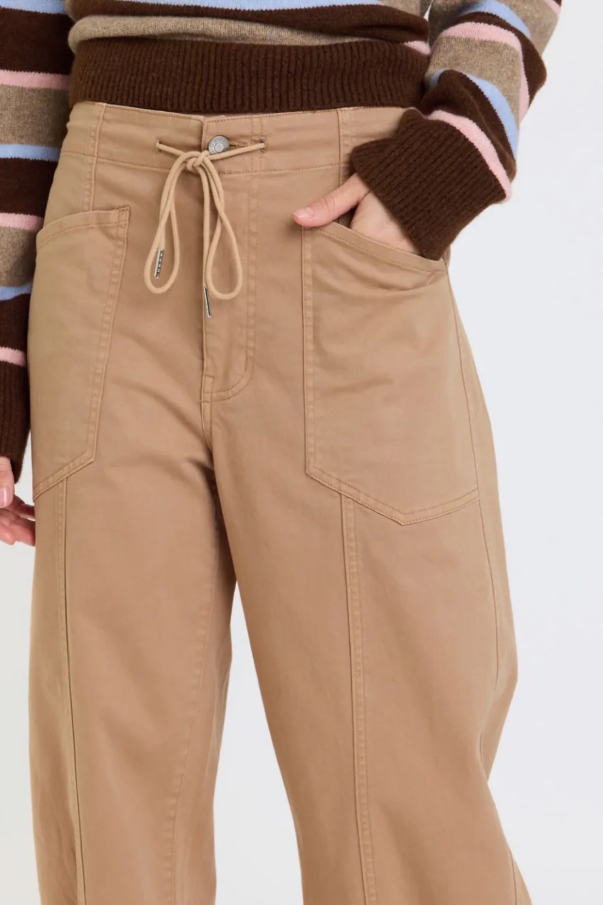 Villa Drawstring Barrel Pant, Latte