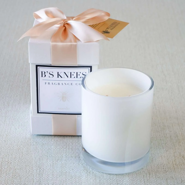 B's Knees 2-Wick White Glass Candle