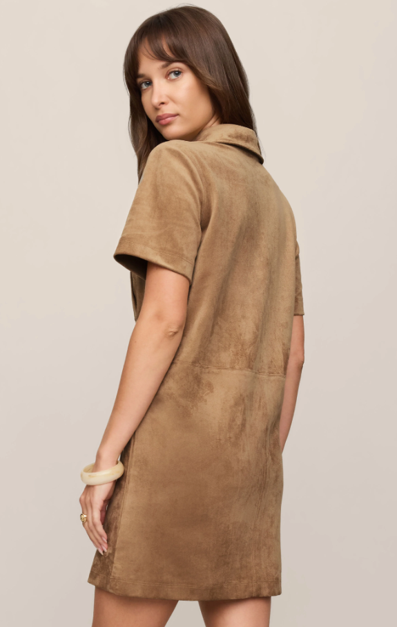 Leone Suede Mini Dress, Light Sand