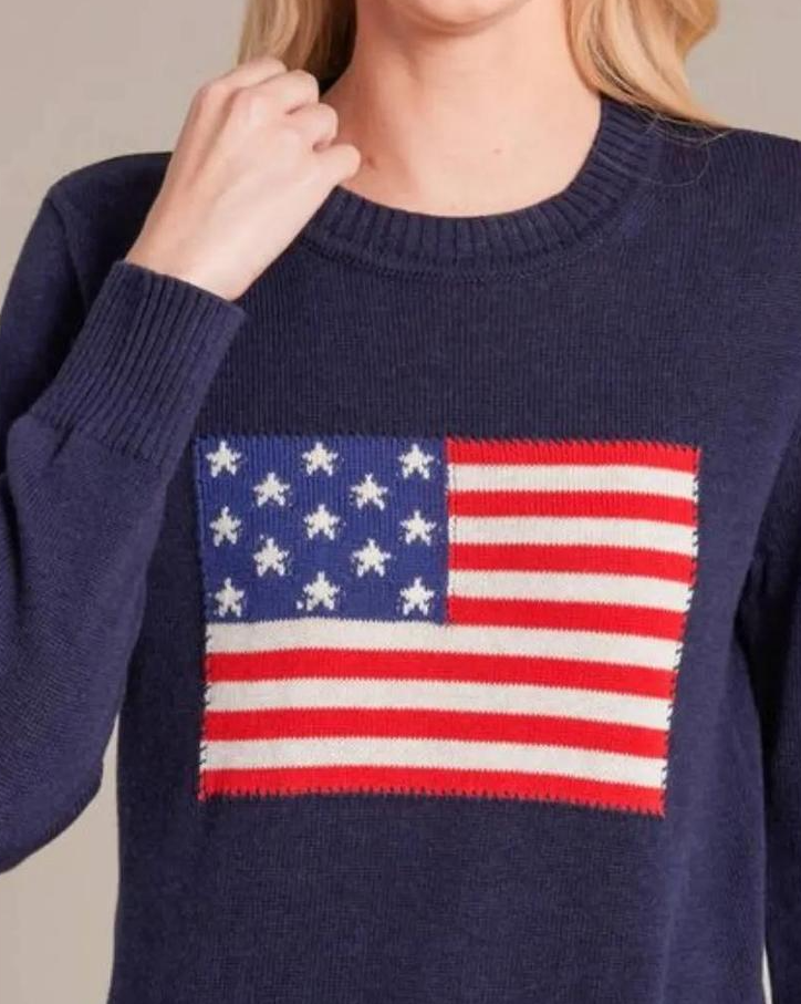 Cotton Cashmere Vintage Flag Intarsia Sweater