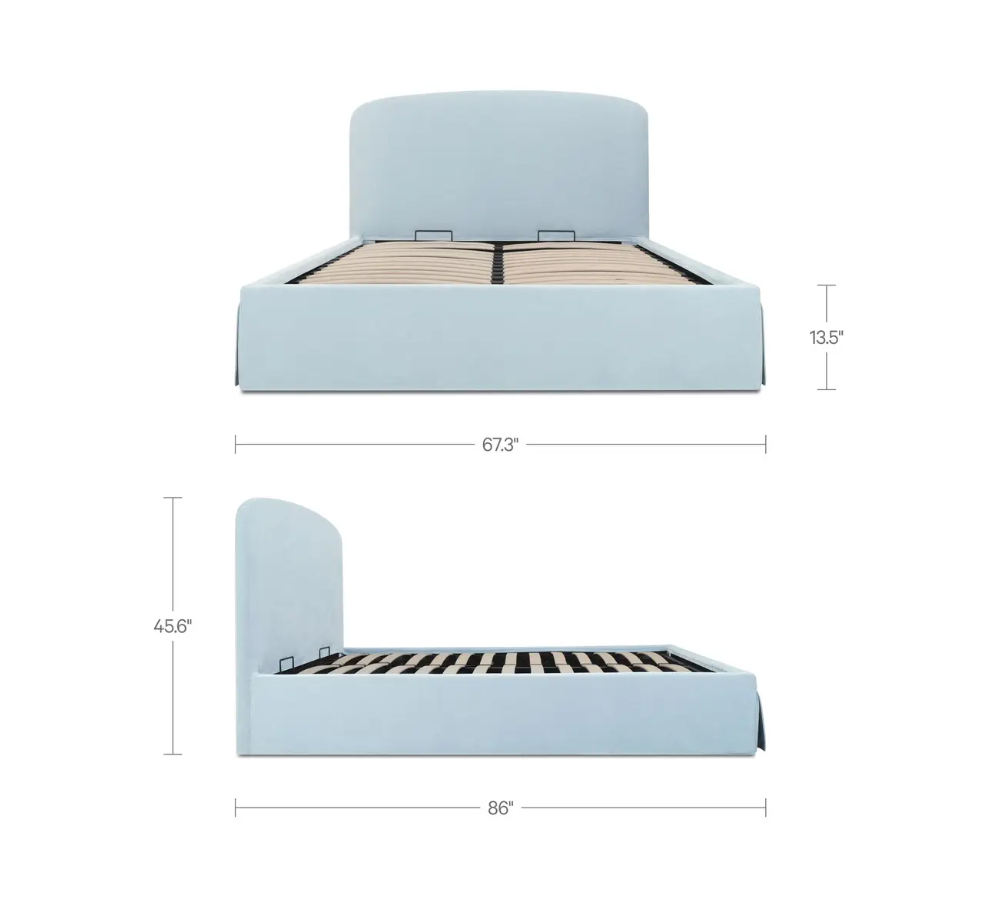 Joan Queen Storage Bed, Light Blue
