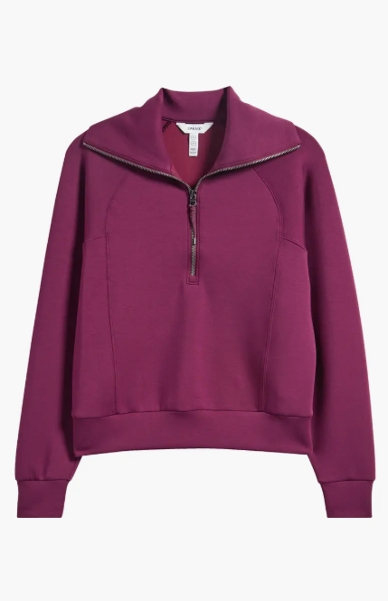 Spanx AirEssentials Half Zip, Plum Berry - 13 Hub Lane   |  Half-Zip Sweatshirts