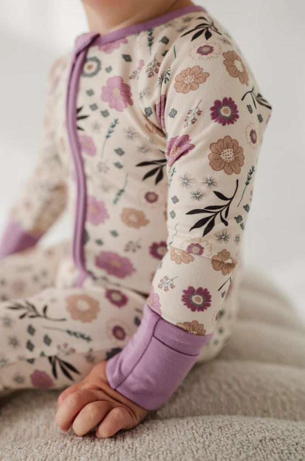 Long Sleeve Zip Romper, Winter Floral - 13 Hub Lane   |  Rompers