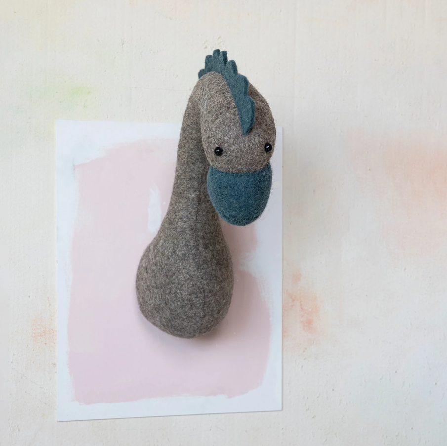 Handmade Wool Felt Dinosaur Head Wall Décor