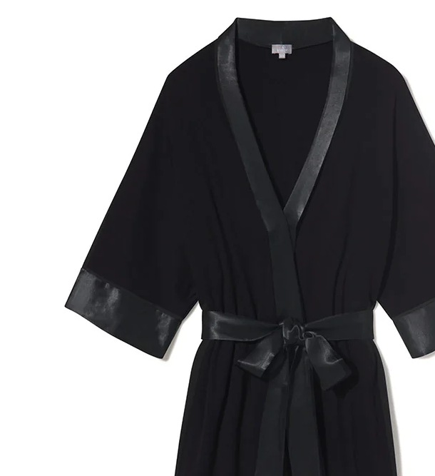 PJ Harlow Shala Knit Kimono Robe, Black