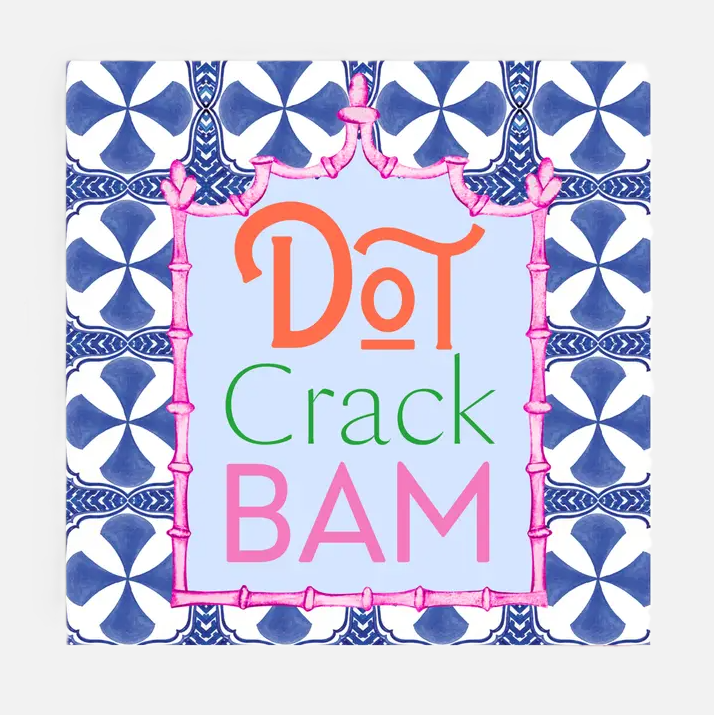 Dot Crack Bam Blue Tile Mahjong Cocktail Napkins