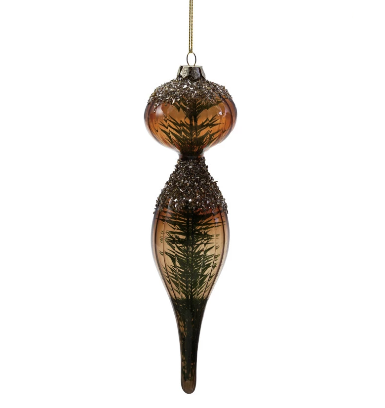 Glass Ornament w/ Mica Flakes & Bottle Brush Tree Inside - 13 Hub Lane   |  Vintage Inspired Ornaments