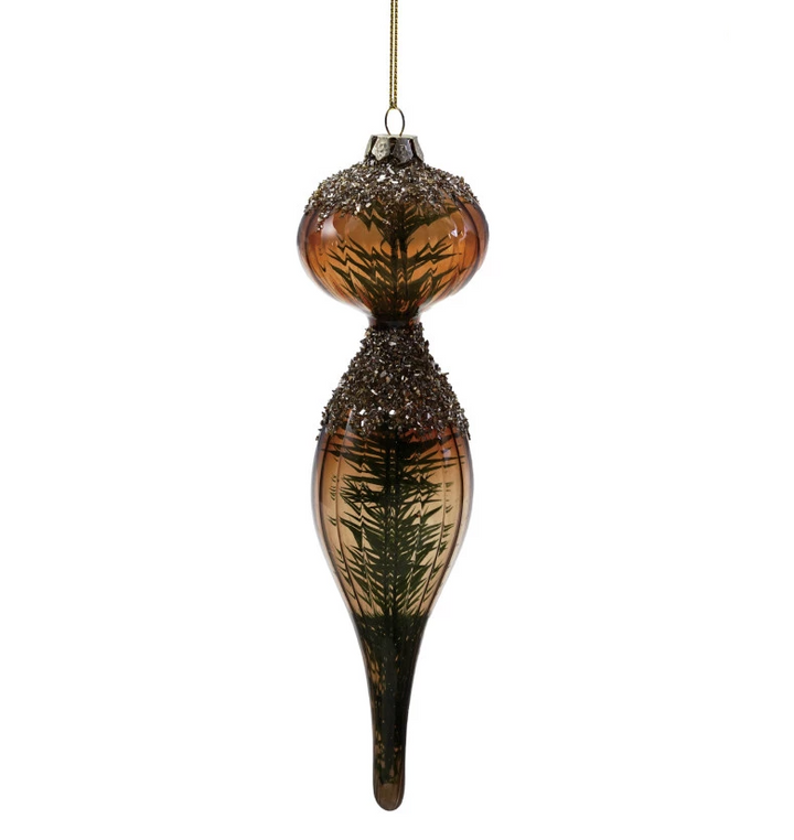 Glass Ornament w/ Mica Flakes & Bottle Brush Tree Inside - 13 Hub Lane   |  Vintage Inspired Ornaments