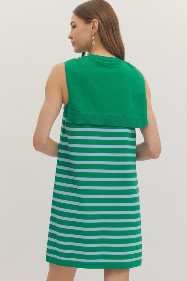 Striped Sleeveless Mini, Green
