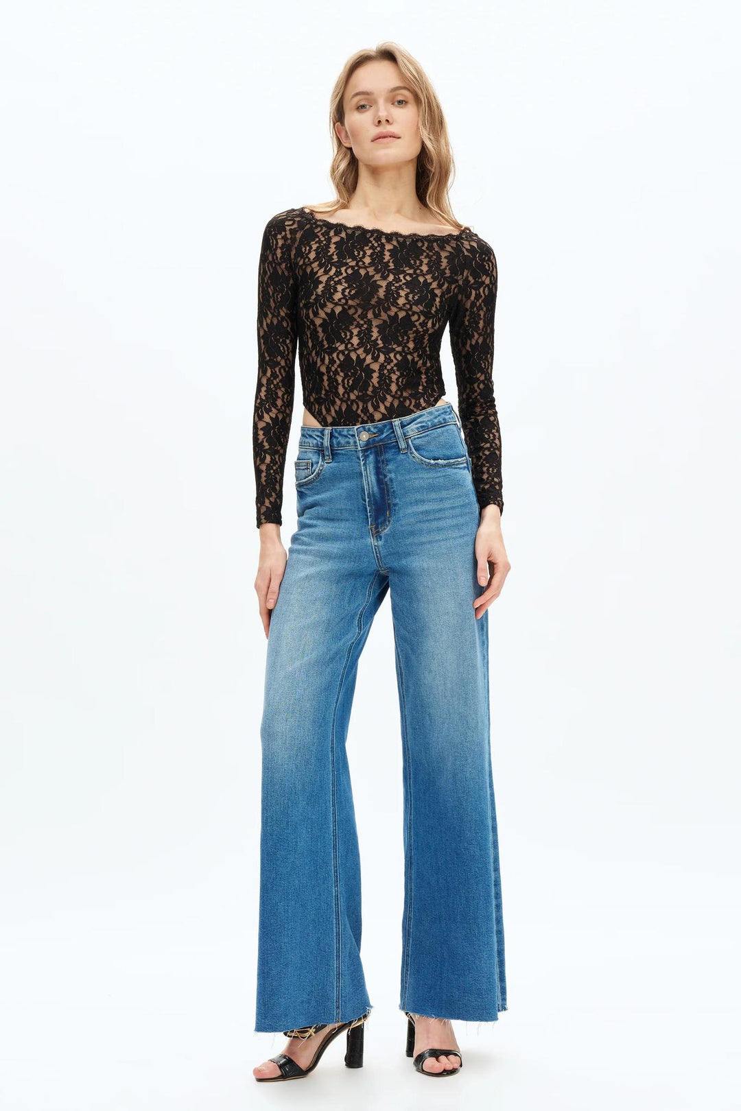 Bella High Rise Wide Leg Jeans, Medium Blue