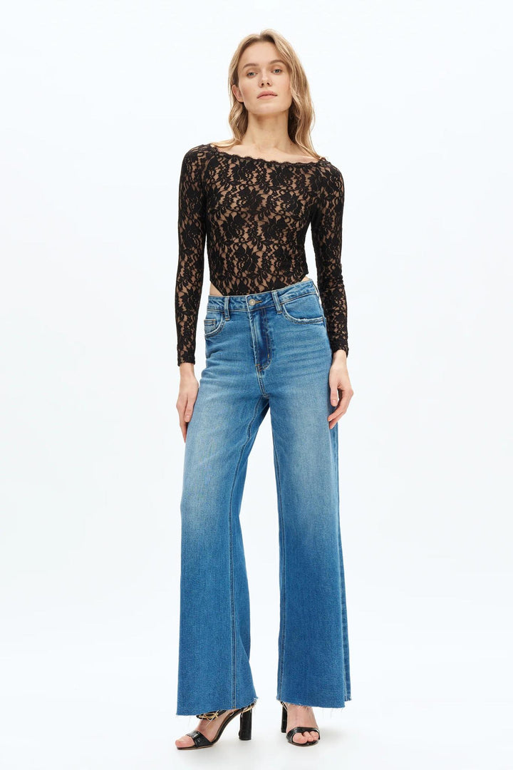Bella High Rise Wide Leg Jeans, Medium Blue