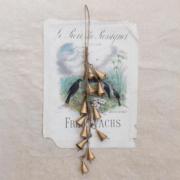 Metal Bell Cluster w/ Jute Rope, Brass - 13 Hub Lane   |  