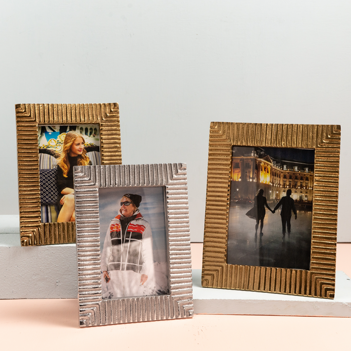 Gilded Ribbed Photo Frame, Gold - 13 Hub Lane   |  