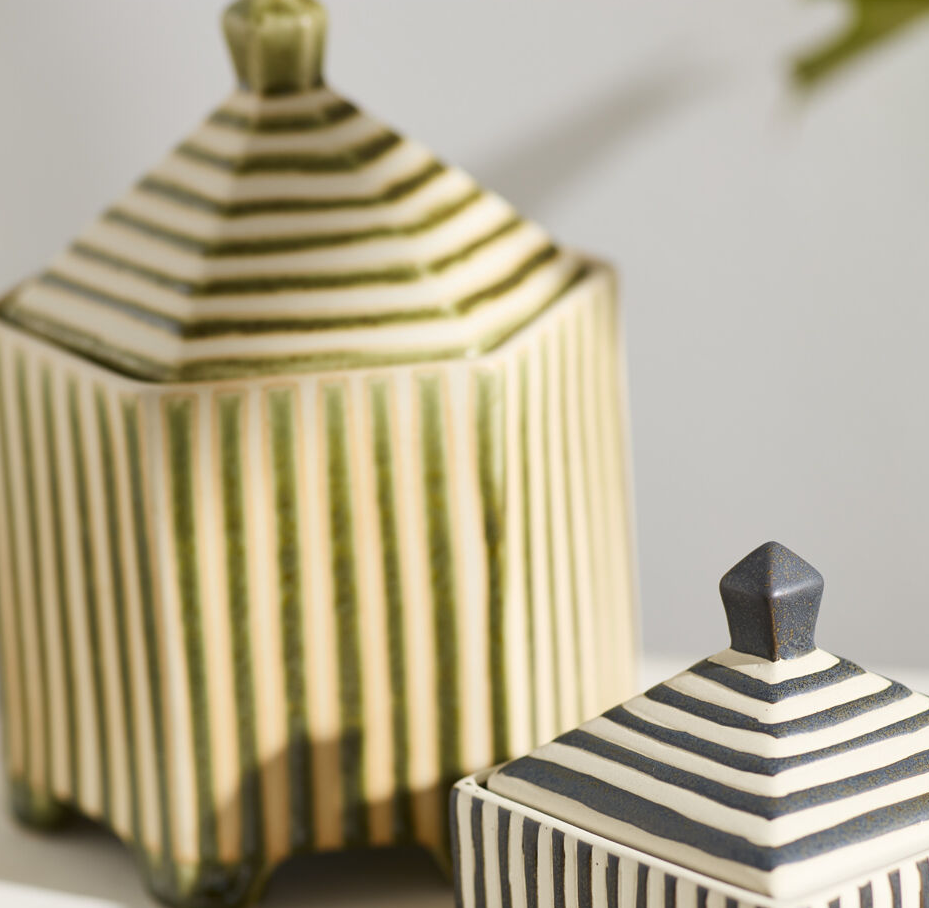 Banda Decorative Box, Green - 13 Hub Lane   |  Ceramic Boxes