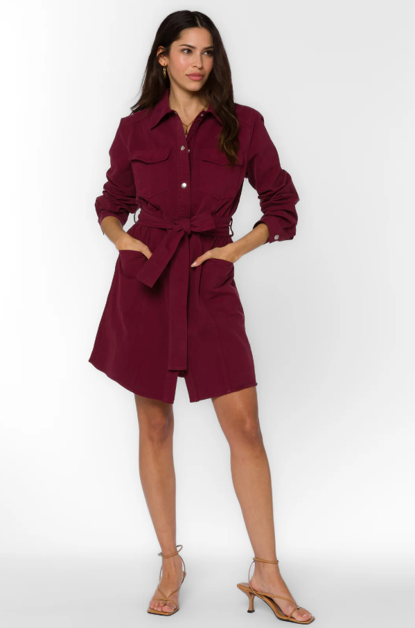 Deena Dress, Maroon