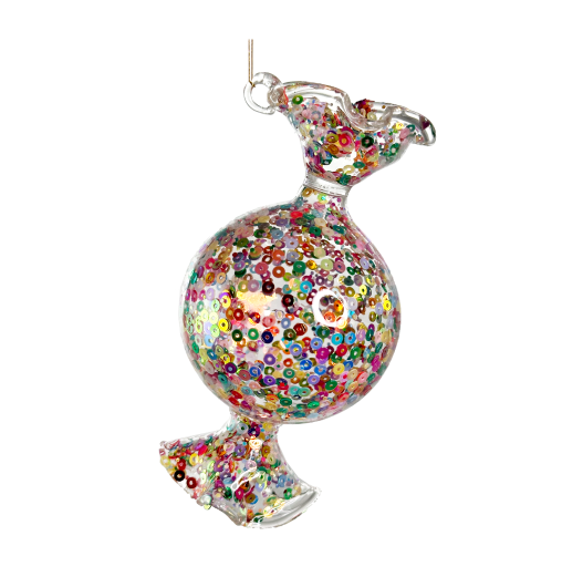 Glass Candy w/ Sequins Ornament