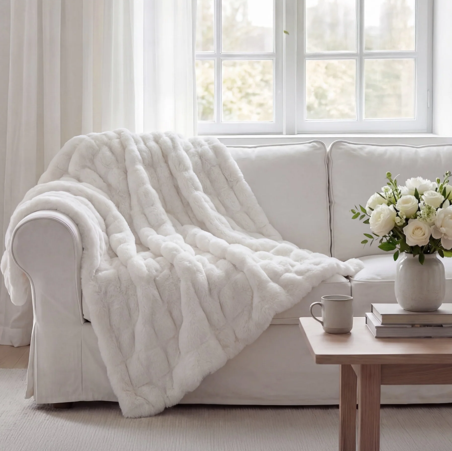 Ruched Rabbit Double Sided Throw - 13 Hub Lane   |  