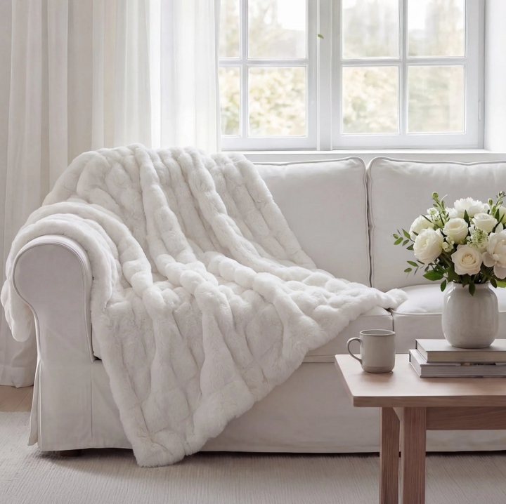 Ruched Rabbit Double Sided Throw - 13 Hub Lane   |  