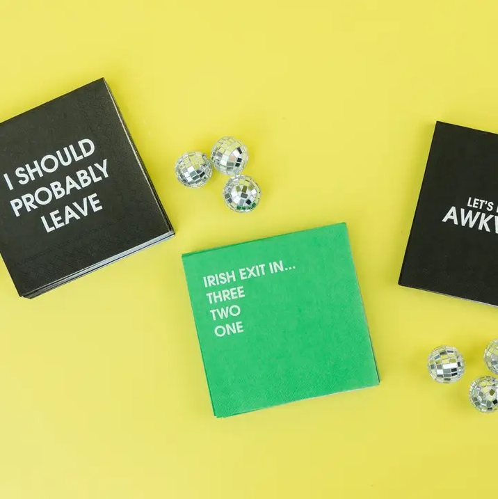 Irish Exit in 3,2,1... - Cocktail Napkins - 13 Hub Lane   |  Funny Cocktail Napkins