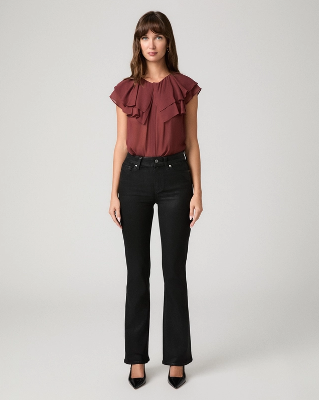 Paige High Rise Laurel Canyon 32" Bootcut Jean, Black Fog Luxe Coating