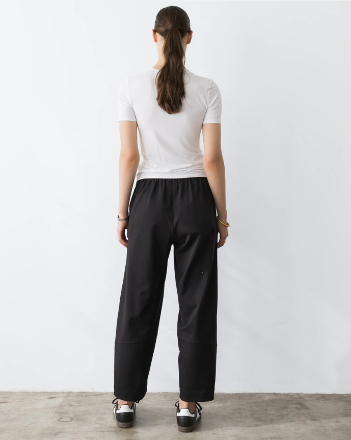 Ponte Knit Barrel Pant, Black