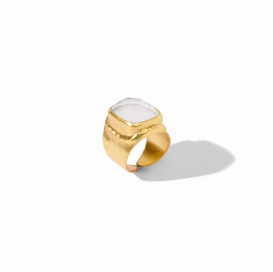 Julie Vos Tudor Statement Ring Iridescent Clear Crystal