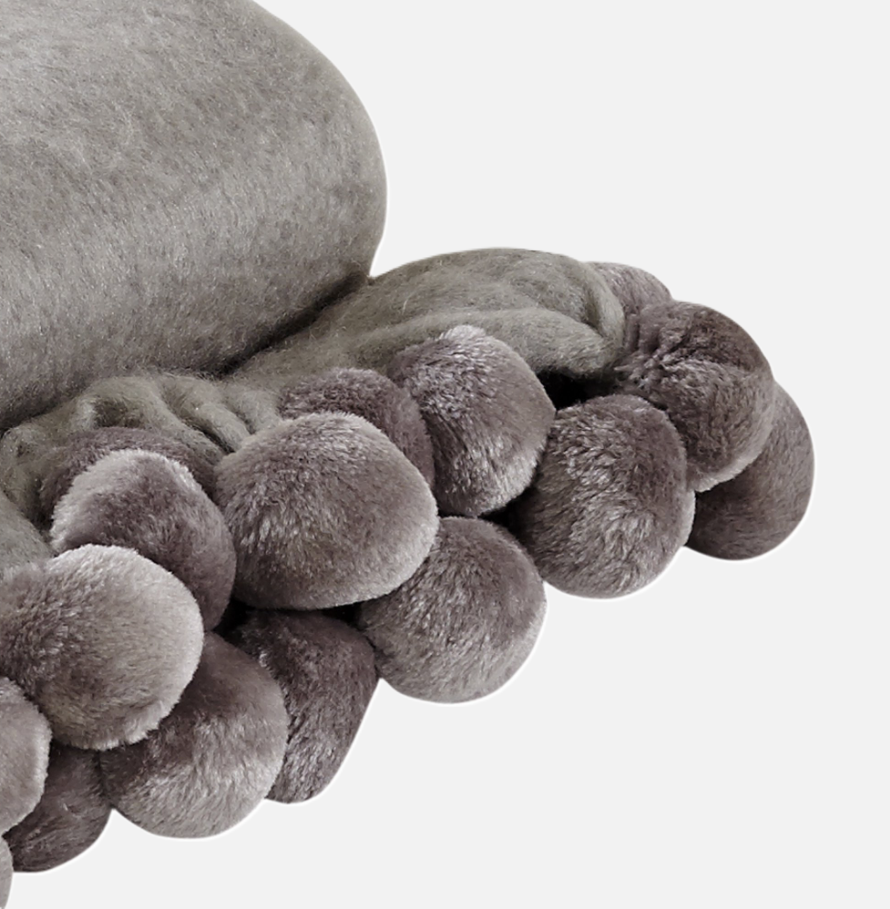 Bella Pom Pom Mohair Throw, Light Grey - 13 Hub Lane   |  Mohair Throws